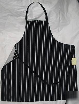 New butchers apron, blue stripe. large size. /tagged
