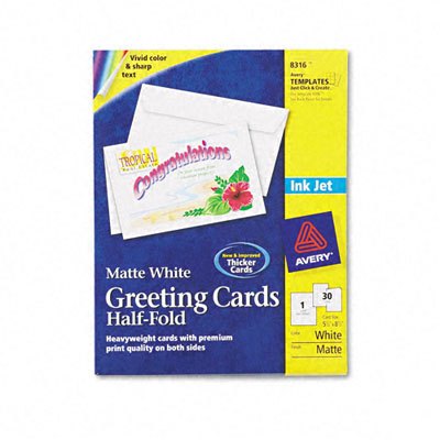 Inkjet-compatible greeting cards w/envelopes 30 per box