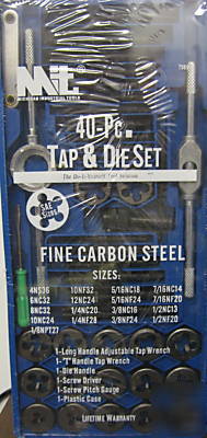 New mit 40-pc. sae fine carbon steel tap & die set