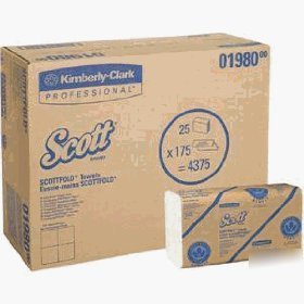 01980 scott 25PK 175-count 1 ply white hand towels