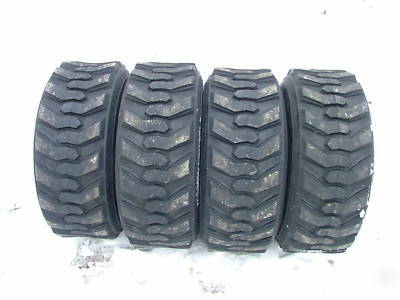 New 4 skid steer tires and rims - 10X16.5 - 10 ply - 