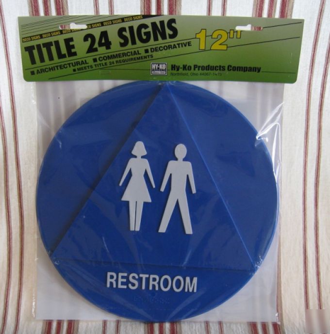 New unisex restroom sign blue 12