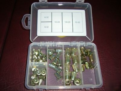 50 assorted rivet nuts rivnut nutserts ribbed steel