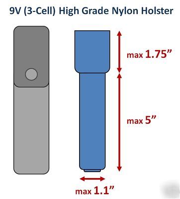 High-grade cordura holster for 3-cell 9V tactical light