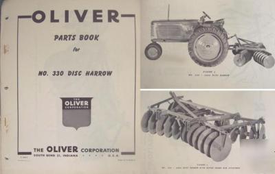 Oliver 330 disk harrow parts manual - original