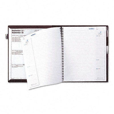 Notebook w/spiral simulate leather slide out panl black