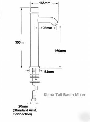Siena tall basin mixer tap - glass handle - rrp $325