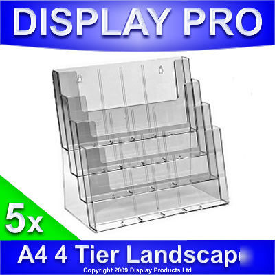 5 x A4 4 bay landscape leaflet holders desktop displays