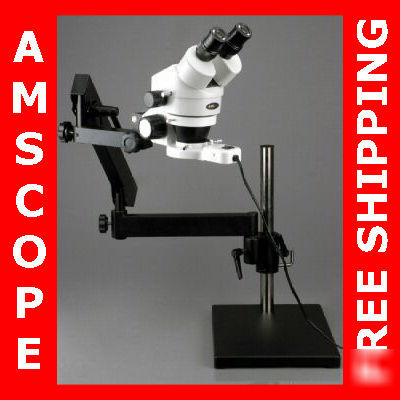 7X-45X stereo zoom microscope articulating arm + light