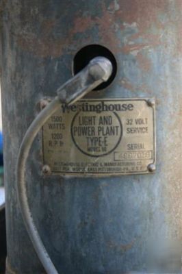 Antique westinghouse 32 volt 1.5 kw lighting plants