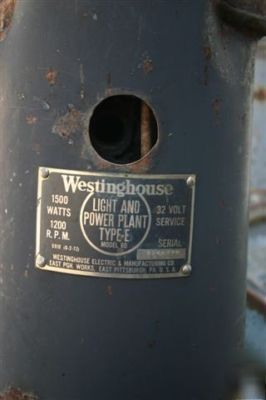 Antique westinghouse 32 volt 1.5 kw lighting plants