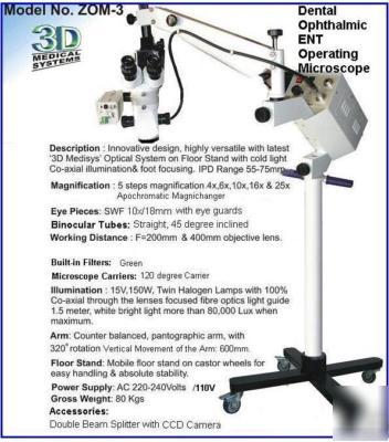 Dental ophthalmic ent operating microscope + ccd camera