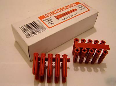 5 boxes of 100 red wall plugs drill size 5.5 / 6MM 