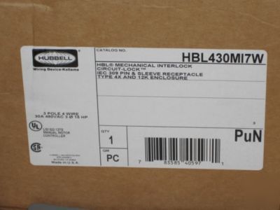 Hubbell HBL430MI7W circuit lock pin&sleeve interlock