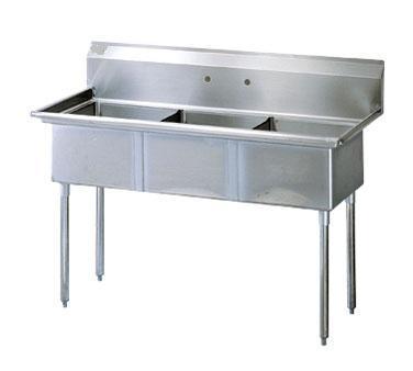 Nsf-commercial s/s three compartment sink- 34 x 20- b