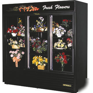 True gdm-69FC glass door merchandiser, floral case, thr