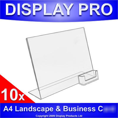 10 x A4 landscape counter poster & business card stands