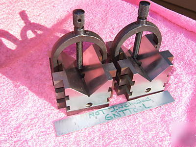 Lufkin 906 matched pair v-blocks hardened w/clamps wow 
