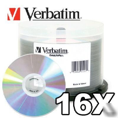 50 verbatim 95203 16X dvd-r silve shiny blank media 