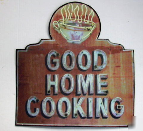 Metal diner restaurant decor sign good home cooking