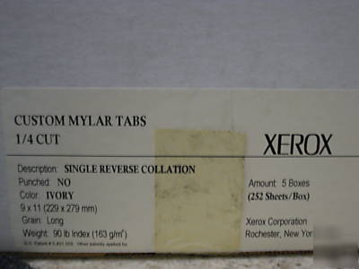 Xerox mylar ivory copier tabs 1/4 cut 9X11 1/2