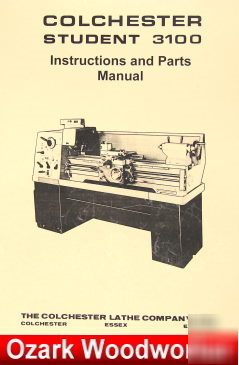 Clausing/colchester student 3100 lathe parts manual