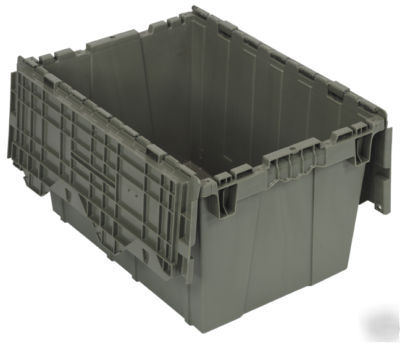 (3) plastic storage containers bins totes attached lid 