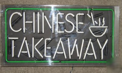 Chinese takeaway noodle bowl restaurant neon glass sign