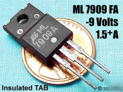 (100) 7909 ML7909FA -9 volt regulators insulated tab