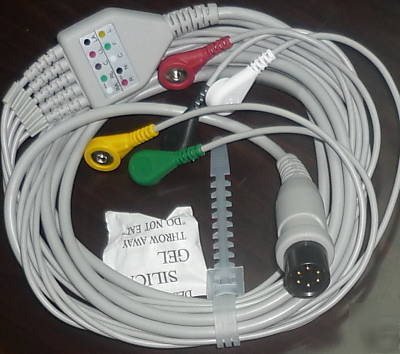 One piece patient monitor ecg cable with 5 leads 6PPLUG