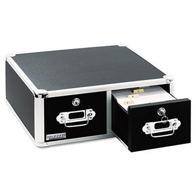 Vaultz locking two-drawer index card box 3000CARD black