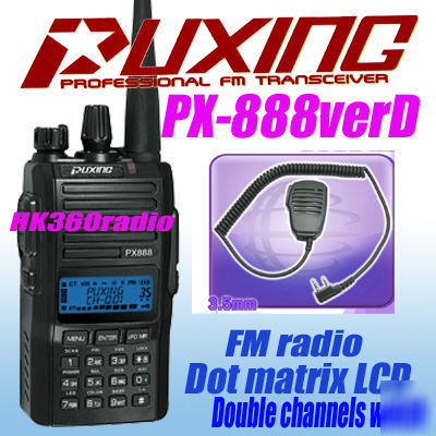 Puxing px-888 d 136-174MHZ vhf+earpiece + speaker/mic