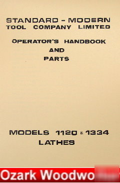 Standard-modern 1120 1334 lathe operator part manual