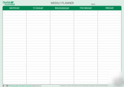 5 day lined erasable wall planner - 17 in. x 24 in.