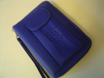 Organizer with calculator & cellphone holder - blue
