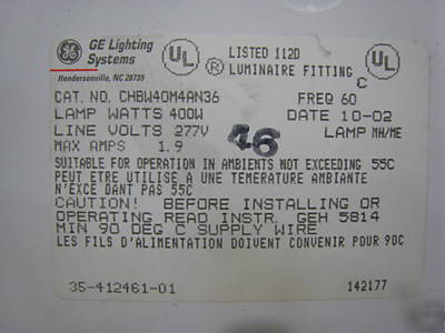 Ge clb charger luminaire, low bay , enclosed w/bulbs