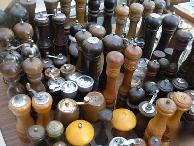 Large pepper mill collection, peppermills sea saltmills