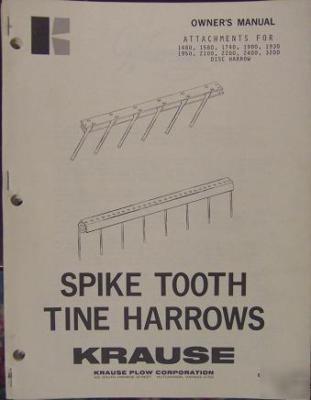 Krause spike tooth attachments for disk harrows manual