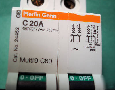 Merlin gerin C60 multi 9, C20A 2 pole circuit breaker