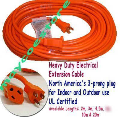 65 ft 20M heavy duty electrical extension cord cable us
