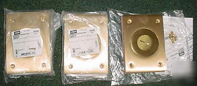 Hubbell brass floor box covers rectangular combination