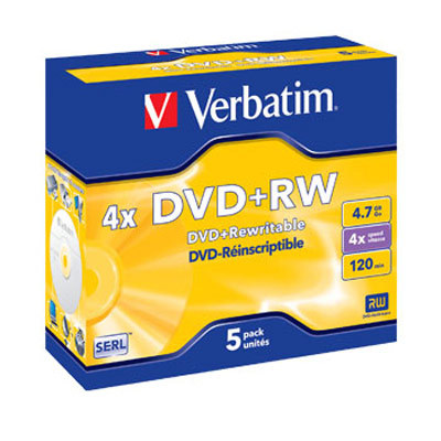 Verbatim 4X dvd+rw (5 pack jewel case)