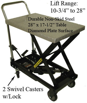 Heavy duty mobile 500LB hydraulic table lift jack cart