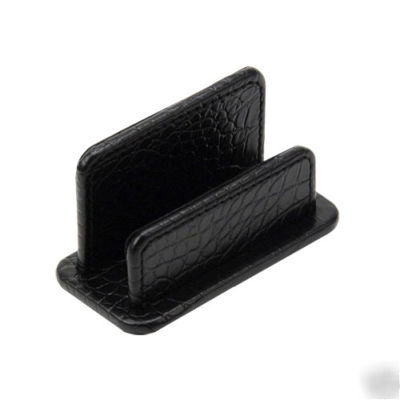 Richards black faux leather business card holder desk