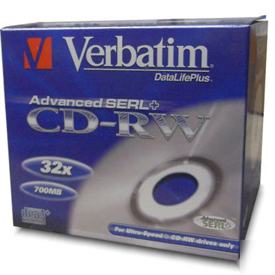 10 verbatim 43244 32X cd-rw jewel case pack blank cds