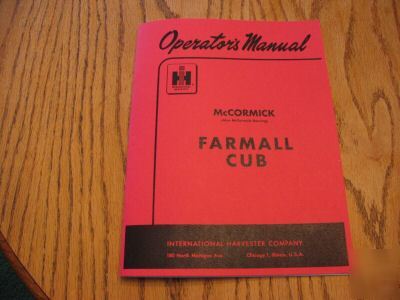 New farmall model cub tractor owner operator's manual 