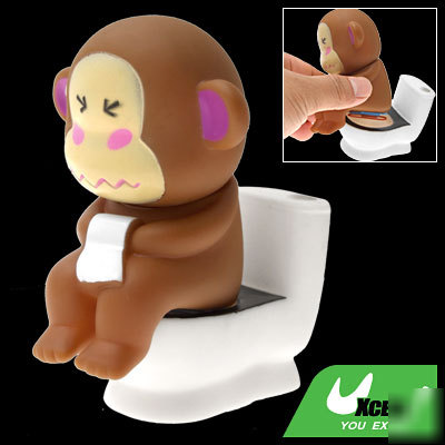 Monkey on the toilet magnetic paper clips holder