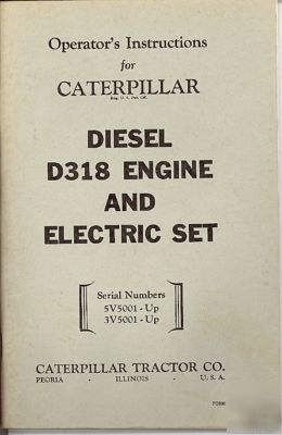 Caterpillar diesel D318 engine & electric set manual 