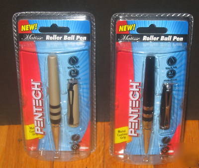 Nip (2) pentech matisse roller ball pens-black & tan 