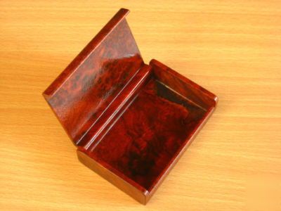 Burl wood business card holder premium wooden case #ii